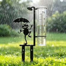 Rostiger Frosch Outdoor Regenmesser, Vintage Eisen Gartenstecker mit Glas Messbecher, dekorativ und funktional - Frosch - Übersicht 10