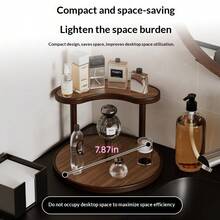 Entryway Desktop Storage Rack Organizer Multi-Layer Lipstick Perfume Cosmetics Storage Vanity Skincare Products Shelf, Perfume Display Stand,Back To School - Coffee Brown - View 3