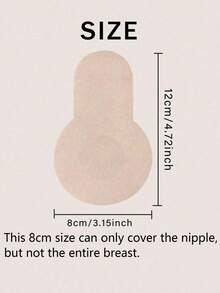 100pcs Plus Size 8cm Self-Adhesive Invisible Nipple Covers, Breathable Thin Breast Petals For Women, Summer, Vacationcore - Khaki - View 3