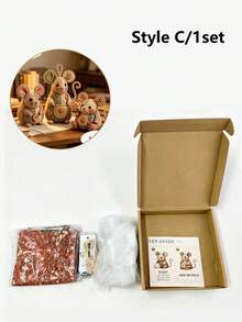 拼布老鼠 DIY 縫製套件，附鈕扣拼布動物縫製組，可愛老鼠手工裝飾，適合初學者、成人、男士與女士的刺繡動物套件，居家與辦公室使用 - 多色 - 查看 12