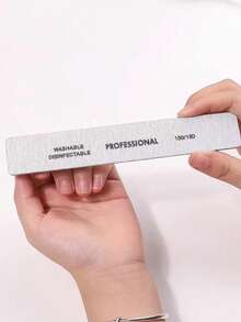 25/50pcs Professional Rectangular Nail Files, Including 80/80 And 100/180 Grit Nail File Strips - Grey - View 6