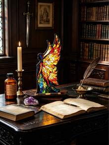 1pc Acryl Boekensteun Gothic Medieval-Style Angel-Themed Bookshelf; Suitable For Living Rooms, Bedrooms, And Festive Fireplace Decor; An Ideal Gift For Lovers Of Books And Fantasy Novels; Candle Not Included. - A - View 6