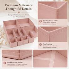 1-12 Peças Organizador de Gaveta Dobrável de Tecido com Divisórias, Caixa de Armazenamento para Roupas Íntimas, Sutiã, Meias, Gravatas, Cesta Divisória para Guarda-Roupa, Penteadeira, Armazenamento de Roupas Economizador de Espaço para Quarto e Dormitório, Essenciais de Armazenamento Doméstico para Roupas Íntimas e Cosméticos - Rosa empoeirado - Visão 8