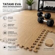 JOWY Pack de 4 Tatamis Puzzle de 60x60 cm y 1 cm de Grosor – Superficie Antideslizante Tipo T – Colores Parquet Gris, Azul, Gris, Verde, Negro y Madera Parquet – Ideales para Suelos Deportivos, Infantiles o de Entrenamiento en Casa o Gimnasio | Entrega en 48-72 h - Madera Parquet - Ver 4