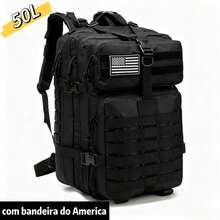 (Nay Shop Creator & KIMTINO) Large 50L Tactical Backpack. Fits A University Notebook. Generous Space For Travel And Outdoor Activities. Versatile Tactical Design. - Black - View 10