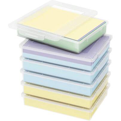 Lifewit Paquete de 6 Cajas de Plástico Multiusos con Tapa, Almacenamiento de Papel A4, Organización en el Aula, Almacenamiento para Material de Manualidades, Documentos, Revistas