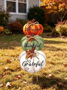 3/1pc Thanksgiving Pumpkin Yard Decor Sign, Thanksgiving Porch Decoration, Suitable For Home Lawn Pathway Front Door, Autumn Pumpkin Outdoor Decor, Thanksgiving Party Garden Lawn Patio Walkway Decoration - Multicolor - View 10