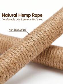 Parrot Natural Hemp Rope Wrapped Solid Wood Perch, Minimalist 5-Size Cage Clip Quick Install, Anti-Slip Grip Resting Foot Care Perch For All Parrot Sizes - View 4