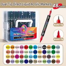 60/48/24/12 Cores Marcadores de Tinta Acrílica, Marcadores Coloridos com Ponta de Pincel Macio, Ponta Única/Dupla Opcional de 1-5mm, Adequado para Pintura e Criação de Arte DIY, À Prova d'Água e Lavável, Pode Ser Usado em Tecido, Vidro, Cerâmica, Plástico e Outras Superfícies, Ideal para Escritório, Escola e Grupos de Estudantes para Pintura, Esboço e Criação de Belas Obras de Arte, Também Suprimentos de Aprendizagem. - Multicolorido - Visão 17