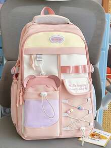 Mochila de Estrellas de Dibujos Animados Multicolor, Estilo Japonés Suave y Lindo, Mochila Escolar de Gran Capacidad para Estudiantes y Niñas - Multicolor - Ver 2