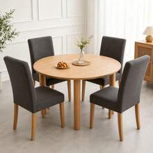 1pc/4pcs/6pcs/8pcs Removable Chair Covers, Dining Chair Covers, Fleece Jacquard, Simple Solid Color, Suitable For Restaurant, Living Room, Bedroom Chair Decoration - Grey - View 3