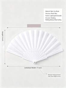 Solid Color Folding Hand Fan, 17-Inch Lightweight Fabric Handheld Fan, Plastic Fan Ribs, Portable Cooling Fan, Suitable For Wedding Party Decoration, Summer Daily Photography Props - A - View 6
