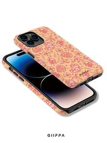 GIIPPA 1件暖橘色與粉橘色海洋元素圖案設計手機殼，適用於Phone 17 Pro Max、16 Pro Max、15 Pro Max、14 Pro Max、11/12/13/14/15/16 Pro Max Plus，韓式高端時尚趣味優雅設計，男女皆宜，適合送給女友的復活節、婚禮季與生日禮物 - 彩色 - 查看 3