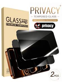 2片裝隱私防窺鋼化玻璃螢幕保護貼，相容 iPhone 17/17Pro/17Promax/16 Promax/16/15/14/13/12/11/XS/X/XR，防窺防刮防震防油防指紋塗層 - 黑色 - 查看 18