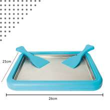 Thai Rolled Ice Cream Maker Pan – Home Ice Cream Roll Tray With 2 Spatulas, Frozen Dessert Maker, Blue - Blue - View 4