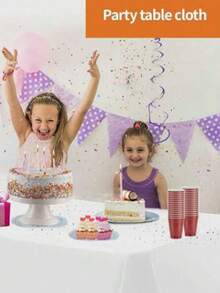1/6pcs Light Tone Tablecloths. Disposable Rectangular Plastic Colorful Tablecloths, Suitable For Outdoor Scenes, Festival Events, Ice Cream Party Decoration, And Restaurant Graduation Ceremonies, Weddings, Picnics And Other Occasions. - A - View 4