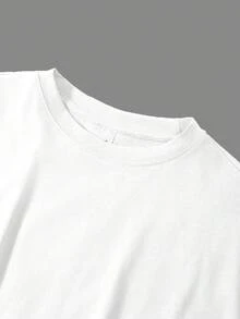 Girls Cotton Drop-Shoulder Short-Sleeved T-Shirt With A Cartoon Biscuit Print, In A Cute And Sweet Style - White - View 7