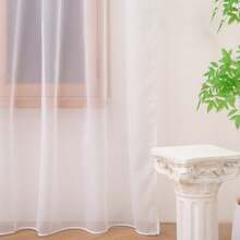 FLYINGCURTAINS 2PCS Rod Pocket Outdoor White Ruffle Sheer Curtains, Rhinestone Trim Light Filter Drapes, For Terrace, Courtyard, Pergola, Lovely Housewarming Gift - Multicolor - View 7