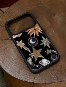 1pc Vintage Starry Sky Theme Star Moon Universe Pattern Phone Case Film Thick Protective Cover Compatible With Samsung A05 A05S A13 A14 A15 A53 A54 A55 A56 S22 S23 S24 S25 Apple 11 12 13 14 15 16 17 Pro Max - Multicolor - View 1