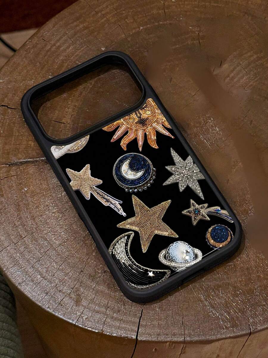 1pc Vintage Starry Sky Theme Star Moon Universe Pattern Phone Case Film Thick Protective Cover Compatible With Samsung A05 A05S A13 A14 A15 A53 A54 A55 A56 S22 S23 S24 S25 Apple 11 12 13 14 15 16 17 Pro Max - Multicolor - View 1