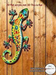 2D Flat 1pc Vibrant Acrylic Gecko Wall Decor, Home Decoration Artwork, Indoor And Outdoor Hanging Decoration, Suitable For Garden, Fence And Porch Decoration, Birthday Party Decoration, Outdoor Garden Decor Wall Sticker, Party Decoration Gift - Gecko Wall Stickers - View 9