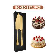 3/5pcs Cake Serving Set With Box,Dessert Knife, Pizza Spatula & Forks, Suitable For Pastries, Pizzas And Desserts; Perfect For Weddings, Buffets, Restaurants, Birthdays And All Kinds Of Occasions - View 7