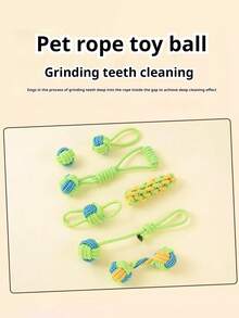 1/3/4/5/6pcs Green Series Pet Dog Cotton Rope Toy Set, Durable Chew Teeth Grinding Boredom Relief Knot Rope Toy, Small Dog Puppy Teeth Cleaning Interactive Pull Rope Toy, Pet Chewing Toy - Multicolor 2 - View 9