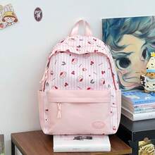LECEY Mochila de gran capacidad con diseño de cremallera a rayas - Rosa - Ver 6