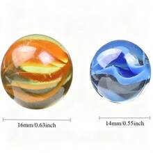 New 1pc/30pcs/60pcs, 1.6cm Colorful Rainbow Beautiful Transparent Glass Beads Marbles - Multicolor - View 11