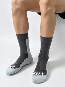1/4/8 pares de calcetines de media caña para hombre con patrón creativo de garra de oso, transpirables, cómodos y divertidos, adecuados para uso casual diario y como regalo de cumpleaños - Multicolor - Ver 6