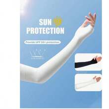 1 Pair Plus Size Thin Breathable Ice Silk UV Protection Arm Sleeves For Driving And Cycling - Black - View 3