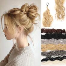 24'' Long Rubber Hair Loop Self Winding Hair Bundle High Temperature Fiber Synthetic Wig Ponytail Buns - Multicolor - View 1