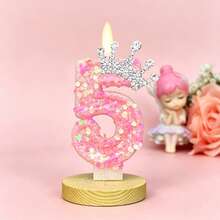 Vela de Número con Brillo Tema Oceánico Creativo (Pieza Única, Números Opcionales 0–9): Disponible en Estilos Azul o Rosa, Decorada con Estrellas de Mar, Conchas, Corona de Strass y Elementos de Sirena o Subacuáticos. Diseño sin Humo, Adecuado para Aniversario de Pareja, Fiesta de 18 Años de Niñas, Baby Shower y Celebración con Tema de Playa de Verano. - Ver 23