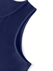 Men's Summer Sleeveless Narrow Shoulder Tank Top, Suitable For Daily Wear And Outdoor Use - Navy Blue - View 4
