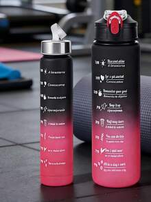 1 pieza, Botella de agua con capacidad grande de 300/800/2000ml y color degradado, taza portátil con pajita para deportes y viajes al aire libre - Color degradado negro y rojo. - Ver 9