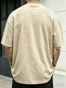 Men's Casual Solid Color Short Sleeve T-Shirt, Suitable For Summer, Comfortable Style Sports - Champagne - View 4
