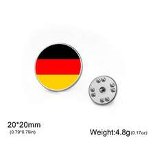 TEAMER 1pc Fashionable Women's Stainless Steel Round Brooch With Colorful National Flag Pattern, Unique Meaningful Exquisite Accessory, National Commemorative Gift For Friends - Brooch - View 13