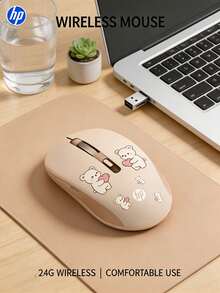 HP 惠普 2.4GHz 无线鼠标（带 USB 接收器），可爱小熊造型，适合送礼和办公使用 - 查看 2