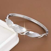 1 Stück modisches geometrisches Spiraldesign Damenarmband mit kubischem Zirkonia - Verschiedenfarbig - Übersicht 5