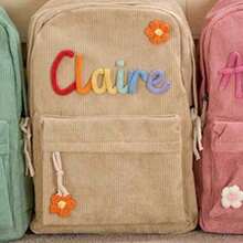 Ransel Nama Kustom dengan Motif Kotak-kotak Stroberi, Ransel Perjalanan Kapasitas Besar dengan Kompartemen Laptop - MultiWarna - View 22