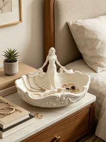 1pc Luxury Semi-Transparent White Portrait Jewelry Dish, Bedroom Vanity Decorative Ornament, Jewelry Tray, Desktop Small Item Storage Tray - Multicolor - View 5