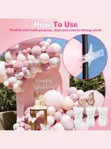 5/1pc Transparent Plastic Balloon Arch Clips Spring Clips Background Balloon Garland Strip Banner Reusable Tie Tool Handmade Holiday Wedding Birthday Party Gift Supplies Decoration Essentials Large Bedding Clips Drying Clips - A - View 5