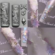 3D Ocean Theme Nail Art Mold | Mermaid Tail, Shell, Seahorse, Jellyfish, Seaweed Design, Create Stunning Embossed Nail Art, Suitable For Professional Nail Salon Use | Beach Vacation, Summer Party - Clear - View 6