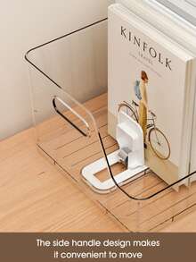 Transparent Desktop Book Storage Organizer Rack Display Stand Bookshelf Holder Home Office Desk Manga Magazines Comics CDs Documents Collection Acrylic Shelf Unit - Multicolor - View 4