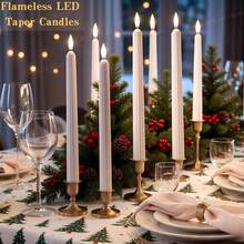 6pcs Flameless Taper Candles, Realistic Flickering Flame, Durable ABS Material, Suitable For Home Decor, Wedding And Holiday Decoration - Flameless LED Taper Candles - View 3