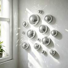 12Pcs Mixed Size Disco Ball Hemisphere Set, Silver Mirror Tiled Disco Balls For Bachelorette Party, Birthday, Disco Themed Party, Bar, Home Decor, DIY Crafts & Photo Props - 4 Sizes / 12pcs - View 5