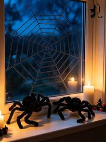 3pcs Giant Black Plush Spider Halloween Decoration, Realistic Scary Fake Spider With Bendable Legs, Suitable For Haunted House, Window, Yard, Porch, Party Horror Props, Indoor And Outdoor Halloween Decor - A - View 7