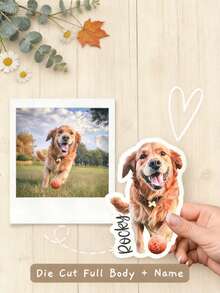 Custom Pet Photo Stickers Personalized Pet Name Vinyl Decals Waterproof UV Resistant Die Cut Stickers For Water Bottles Laptop Car Window Pet Lover GiftPersonalized Pet Face Stickers Custom Dog Cat Photo Vinyl - White - View 4