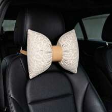 Luxury Leopard Print Car Headrest, Soft Fashion Interior Decor Accessory For All Seasons BLACK - A - View 2