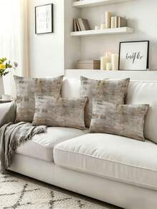 2件裝 米色 多尺寸 波希米亞風 聚酯纖維材質 隱形拉鍊 無填充 適用居家裝飾 客廳裝飾 枕套 靠墊套 裝飾枕 沙發裝飾靠墊 軟墊套 - 米咖色 - 查看 7